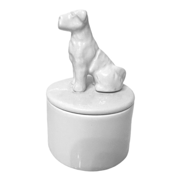 Small White Ceramic Dog Canister/Jar or Trinket Box - Golden Retriever - Picture 1 of 4